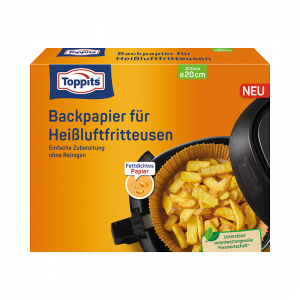 Toppits Backpapier für Heißluftfritteusen  20 cm, 20 Stueck